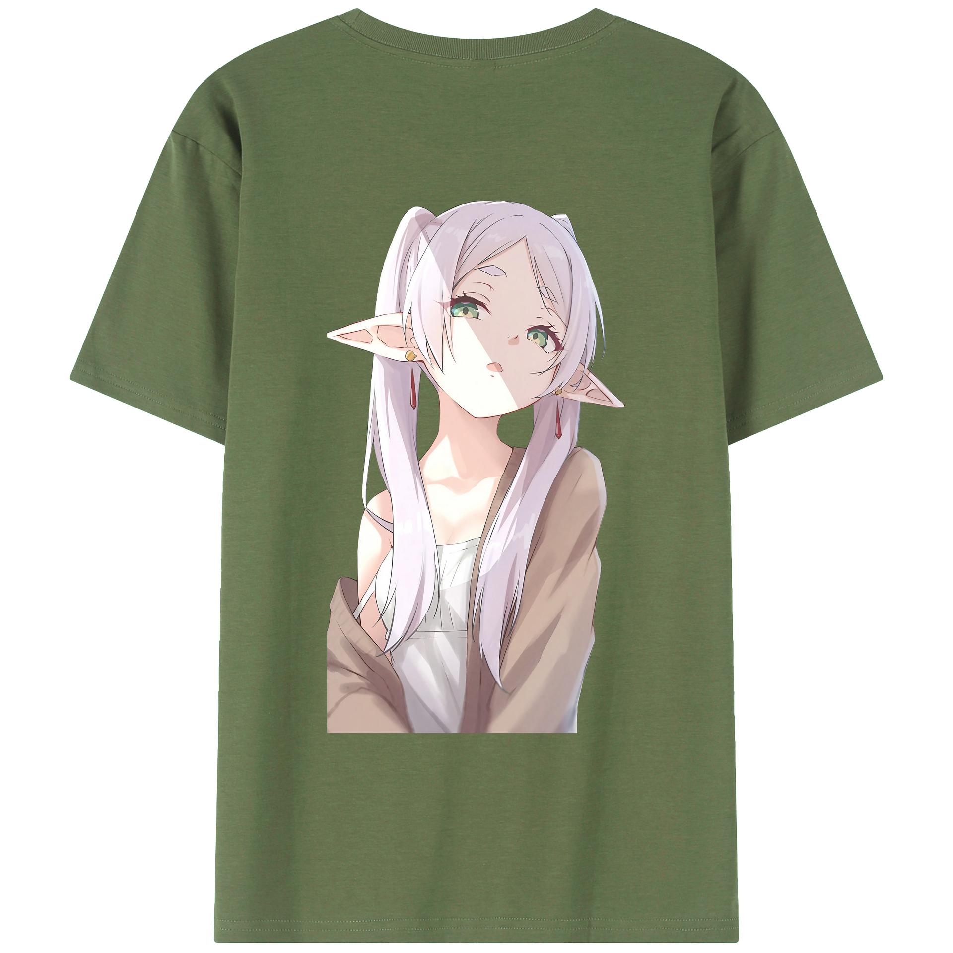 （画像用） 葬送のフリーレン Frieren 綿100％ メンズ半袖Tシャツ（バックプリント） 通気性